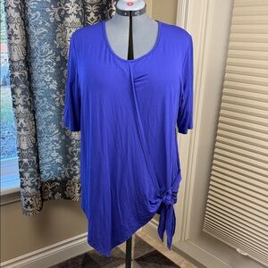 Papa Vancouver Top Purple Blue Bamboo Blend Asymmetrical Tie Women's Sz XXL